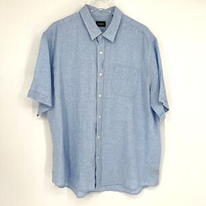 Neiman Marcus Shirt Mens XXL Linen Light Blue Lightweight Breathable Summer